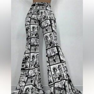 Graphic Black and White Flared Pants